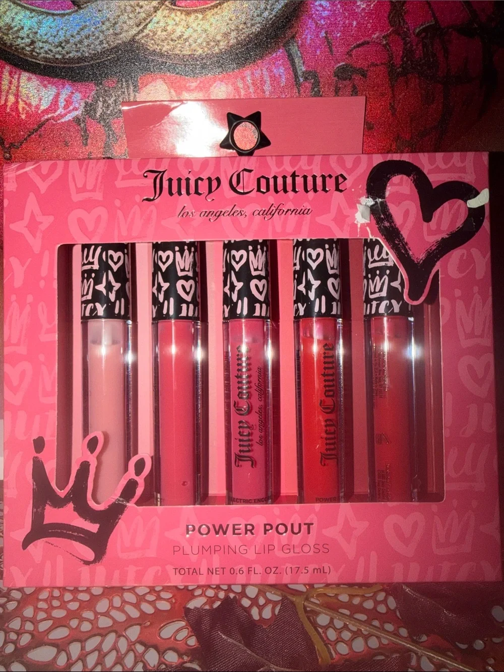 Juicy Couture Power Pout Plumping Lip Gloss Set - Pink, Red, Coral Shades